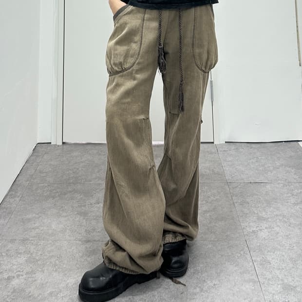 Vintage brown drawstring flare pants  