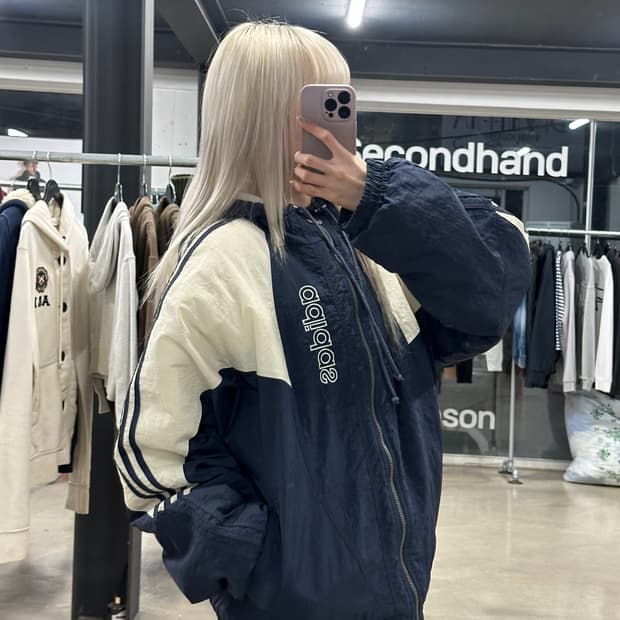 아디다스 90년대 빈티지 빅 트레포일 누빔 자켓