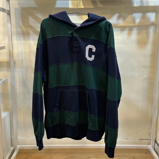 커버낫 네이비/그린 스트라이프 후드티