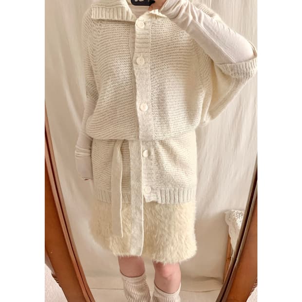 갸루 글리터 케이프 가디건