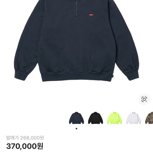 25SS 슈프림 스몰 박스 하프 집 풀오버 네이비