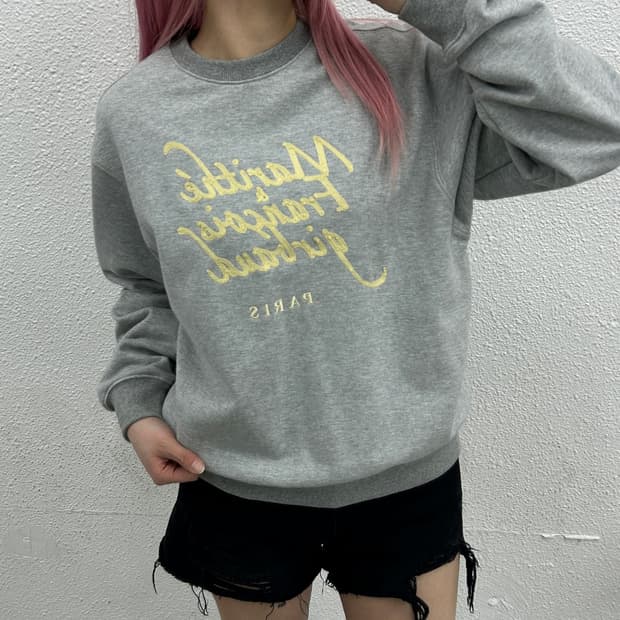 마리떼 프랑소와저버 센터로고 그레이 맨투맨 S