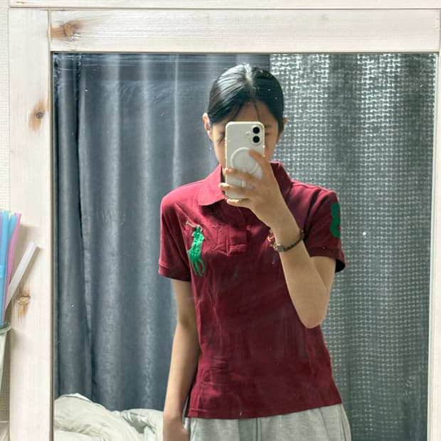 폴로 빅포니 버건디 반팔