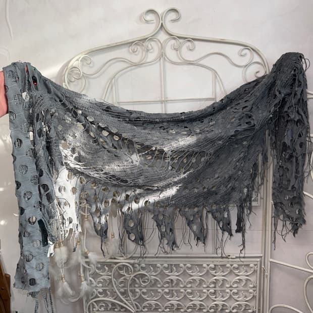 CMCUBE charcoal grunge damaged scarf