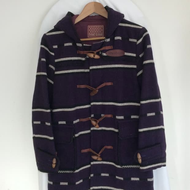 히스테릭 글래머 아카이브 소 가죽 카우 스킨 패치 포인트 누빔 더플 코트