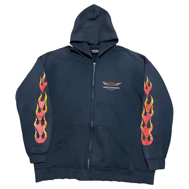 [2XL] 00‘s 할리데이비슨 플레임 후드집업