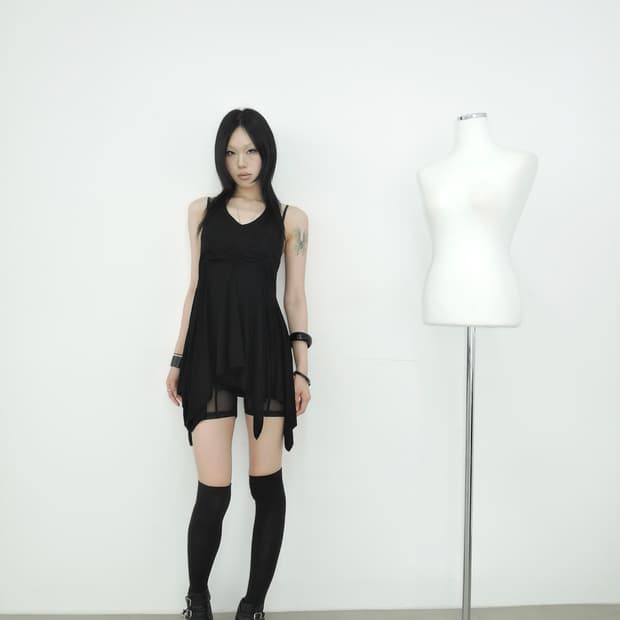 Layered Halterneck Handkerchief Dress