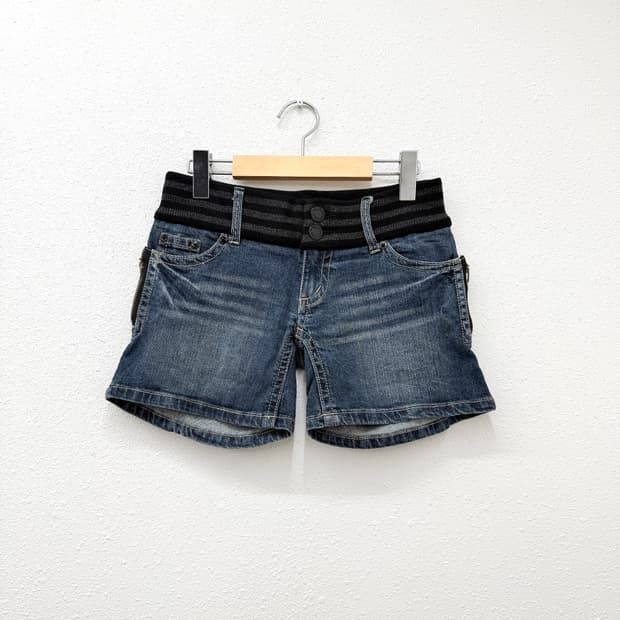 빈티지 갸루 로루라이즈 데님 숏 팬츠