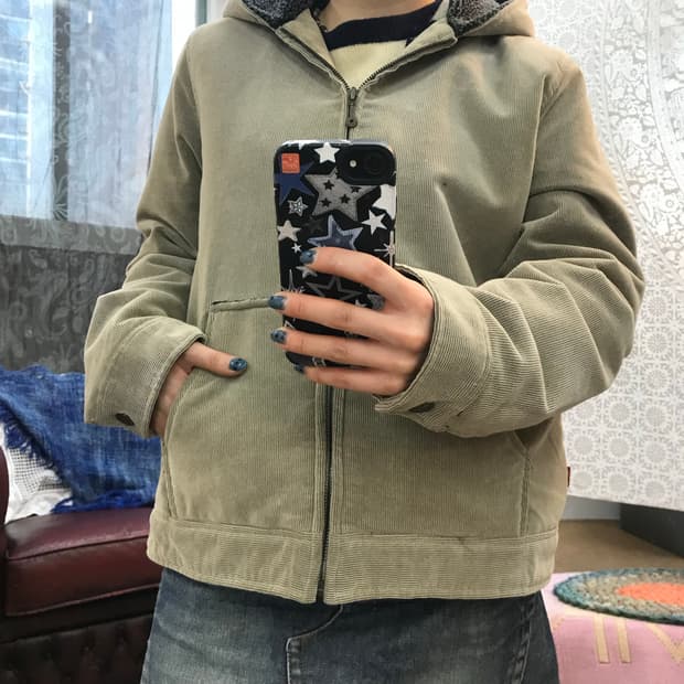 리바이스 골덴 코듀로이 기모 후드집업 