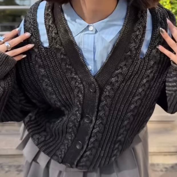 새상품) 글렌마틴스 케이블 니트 가디건 XL