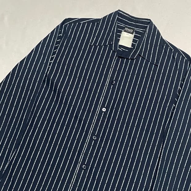 L 돌체앤가바나 블랙 스트라이프 셔츠
