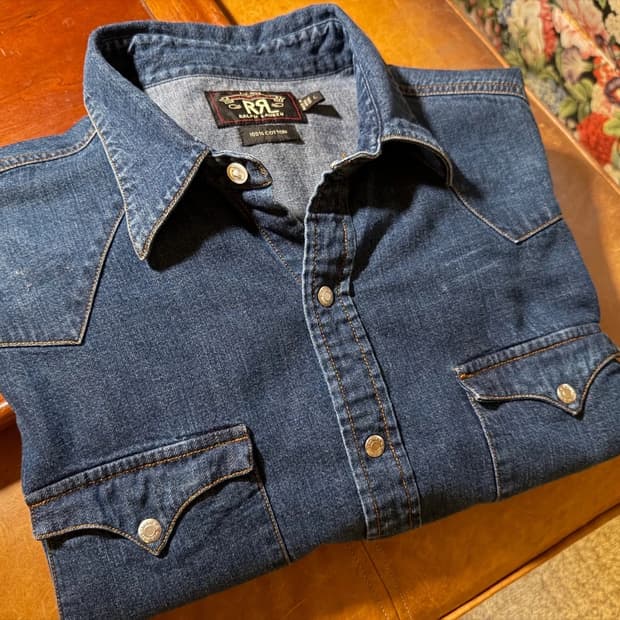 RRL 더블알엘 슬림 핏 데님 웨스턴 셔츠