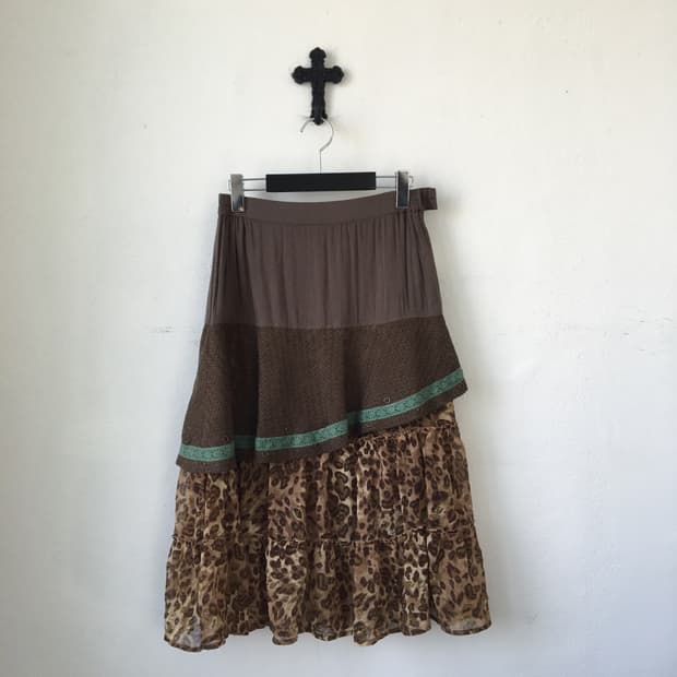 Layered khaki brown skirt