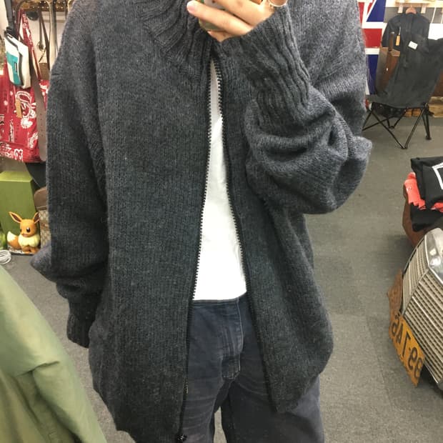 빈티지 헤비 니트 집업