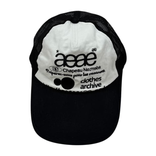 AEAE 에이이에이이 메쉬캡 볼캡 모자 화이트 블랙