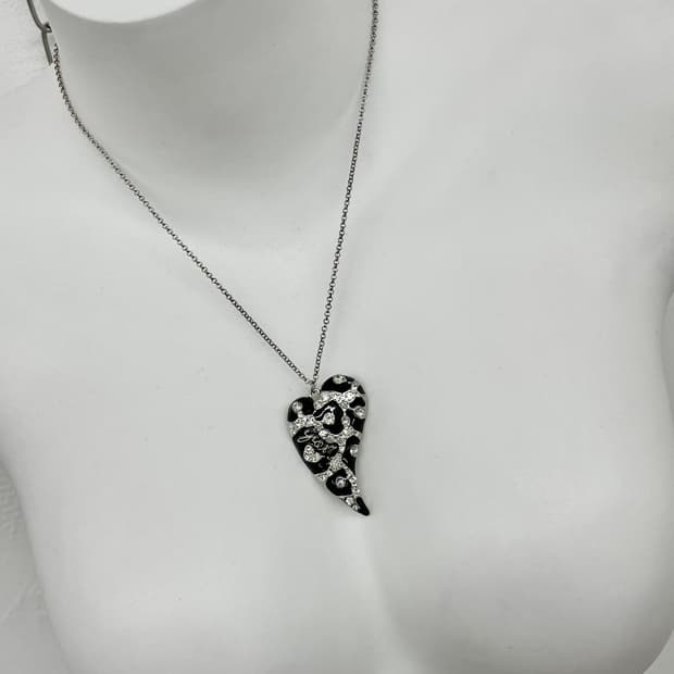 게스 갸루 레오파드 큐빅 하트 네크리스