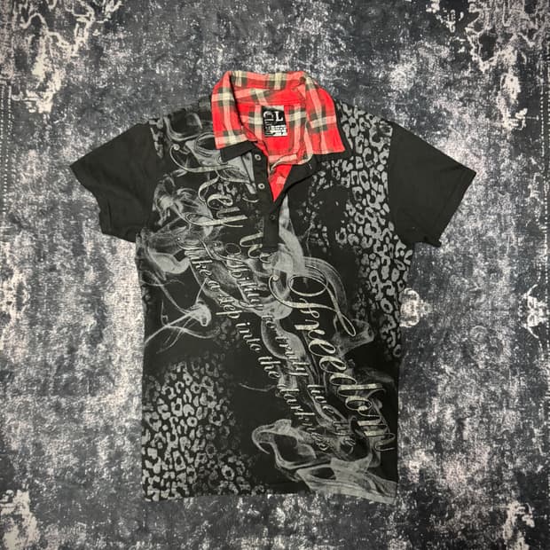 00s mode printed design T-shirt