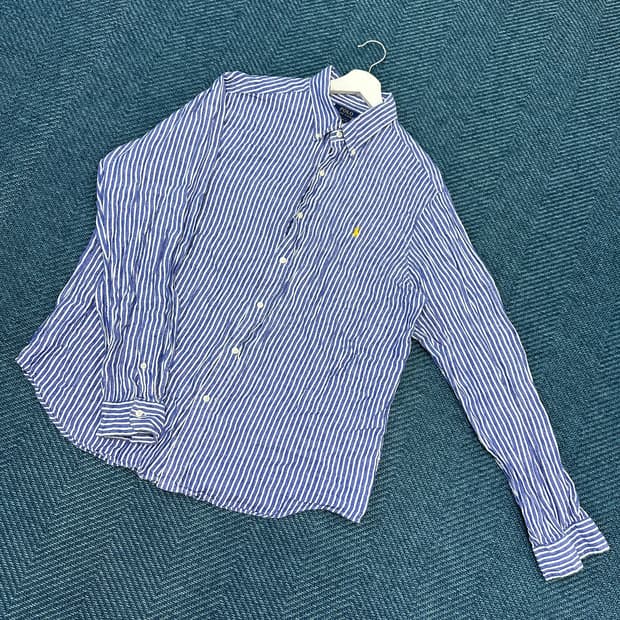 [XL] 폴로 스트라이프 린넨 셔츠