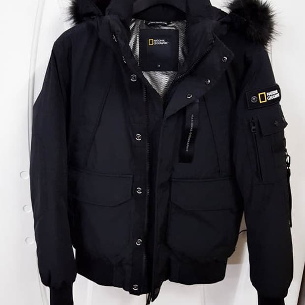 내셔널지오그래픽 남성 타루가  구스다운 숏패딩 블랙 M 