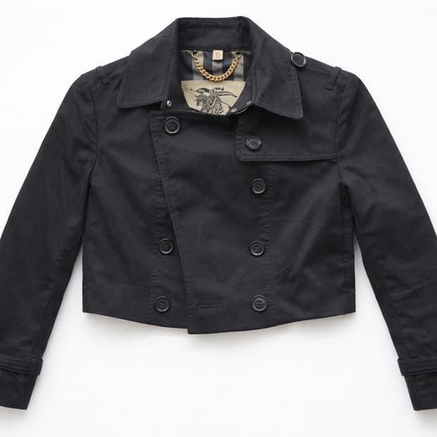 버버리 블랙 크롭 트렌치 코트 UK6