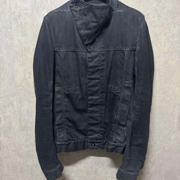 M / 릭오웬스 아카이브 왁스 사선 데님 자켓