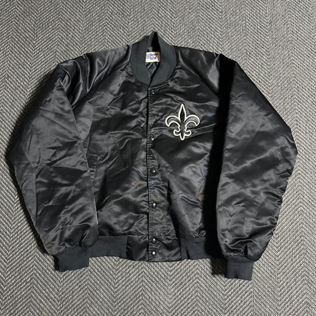 80s Chalk Line New Orleans 로고 새틴 자켓
