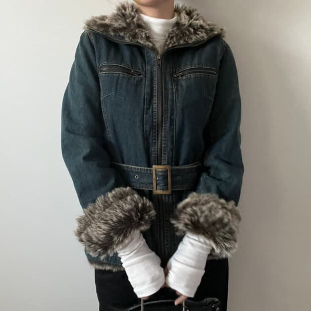 RECLAIMEDFEEL denim fake fur Jacket