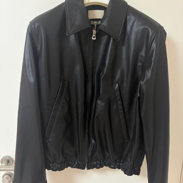 yoke leather zip blouson