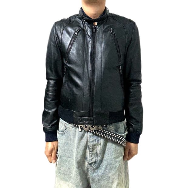 제너럴아이디어 멀티포켓 램스킨 바이커자켓
