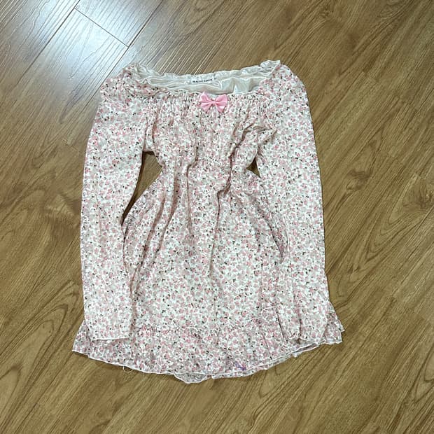 빈티지 오프숄더 리본 블라우스 원피스 히메갸루 리즈리사깔 로걀 헤이세이