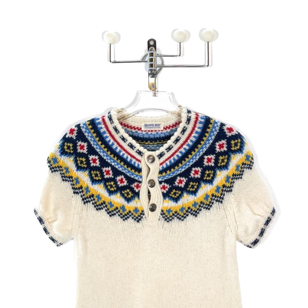  빔즈 보이 노르딕 패턴 니트 울 원피스