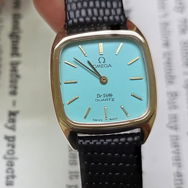 빈티지 오메가 드빌 사각 탱크 민트 쿼츠 여성용