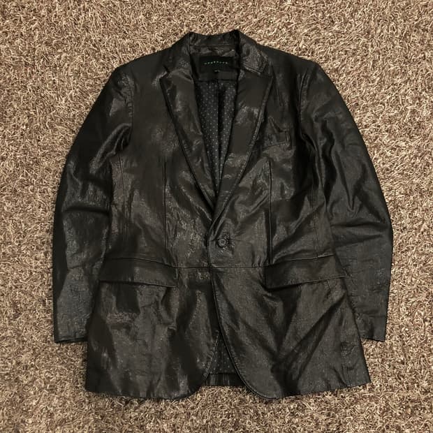 옴브루노 양가죽 원 버튼 가죽 레더 블레이저 자켓