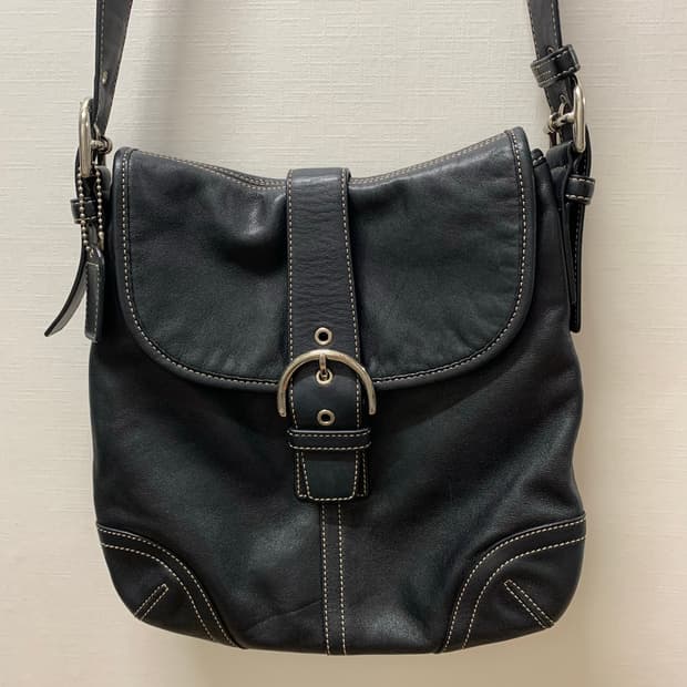 빈티지 코치 블랙 레더