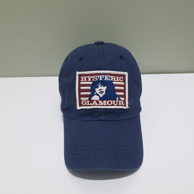 OS) 히스테릭글래머 빈티지 빅패치 코튼 볼캡 모자 네이비