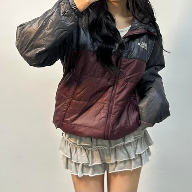 노스페이스 배색 경량 후드 패딩 자켓 점퍼(100)