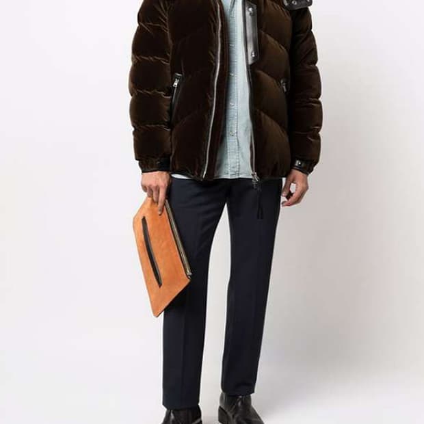 톰포드 레더 트리밍 벨벳 구스 다운 자켓