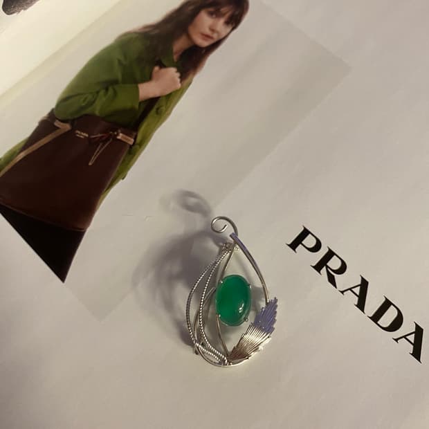 빈티지 그린 유색 브로치 