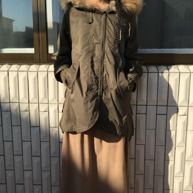 Fake fur hood filed jacket