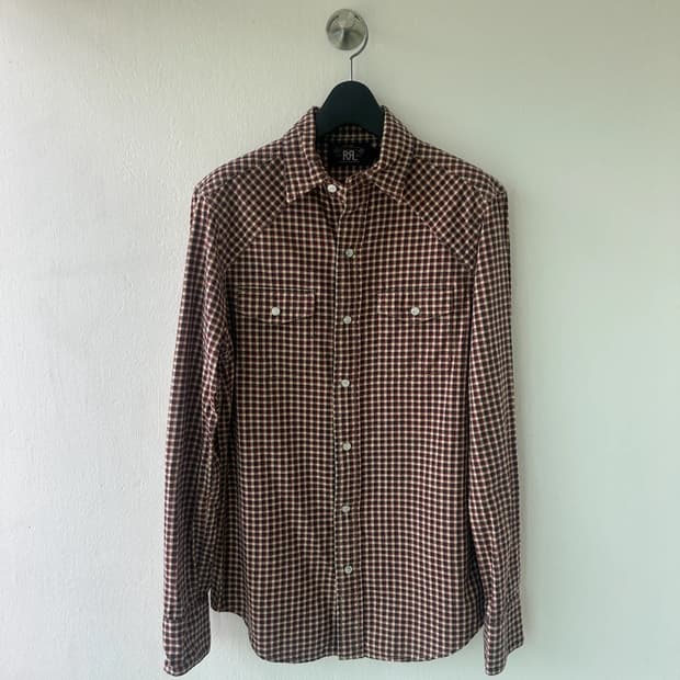 RRL 더블알엘 깅엄체크 웨스턴셔츠 xs