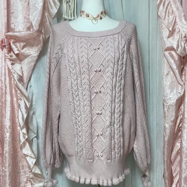 핑크 와플 니트