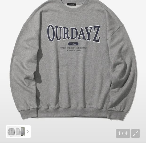 (XL) 아워데이즈 ODZ 어센틱 로고 맨투맨 [MELANGE GREY]