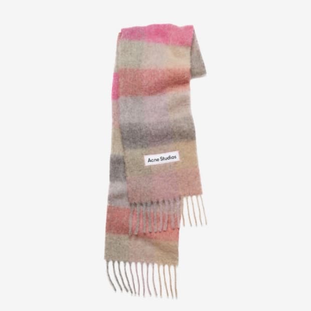 아크네스튜디오 모헤어 체크 푸시아 라일락 핑크