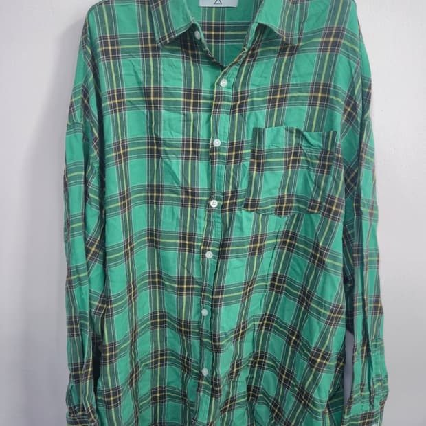 acon 그린 체크 남방 셔츠