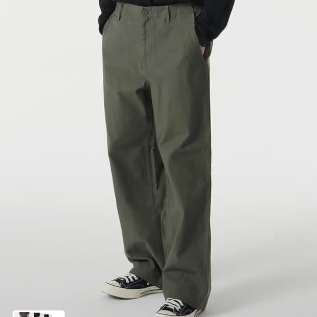 무신사스탠다드 백사틴 와이드 오피서 팬츠 카키 31
