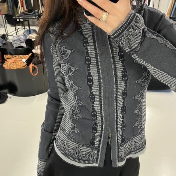 HIROKO BIS jacquard zip up jacket