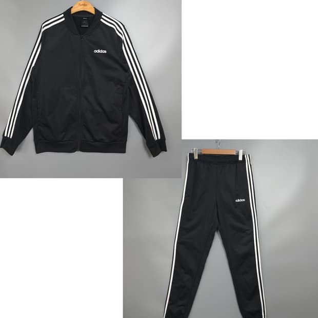남성용 아디다스 Adidas 블랙 3선 트랙슈트 세트 XL