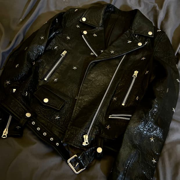 Cow Skin Star Stud Leather Jacket 