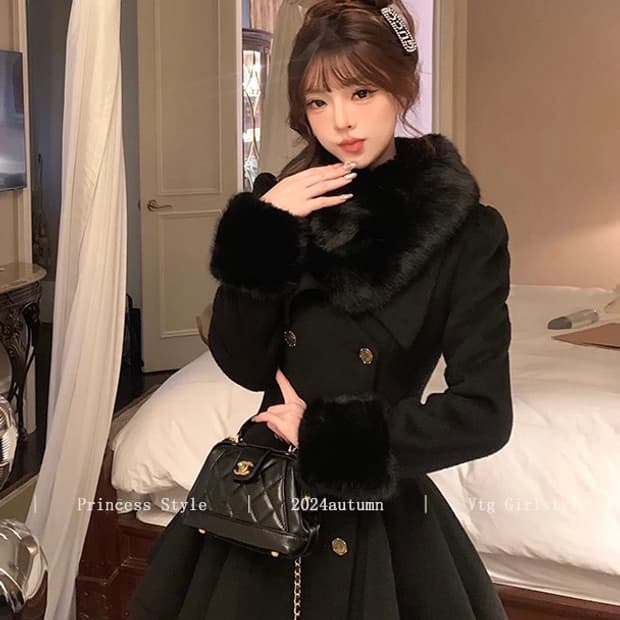 Lady DiDi 햅번블랙 더블버튼 하프 드레스코트