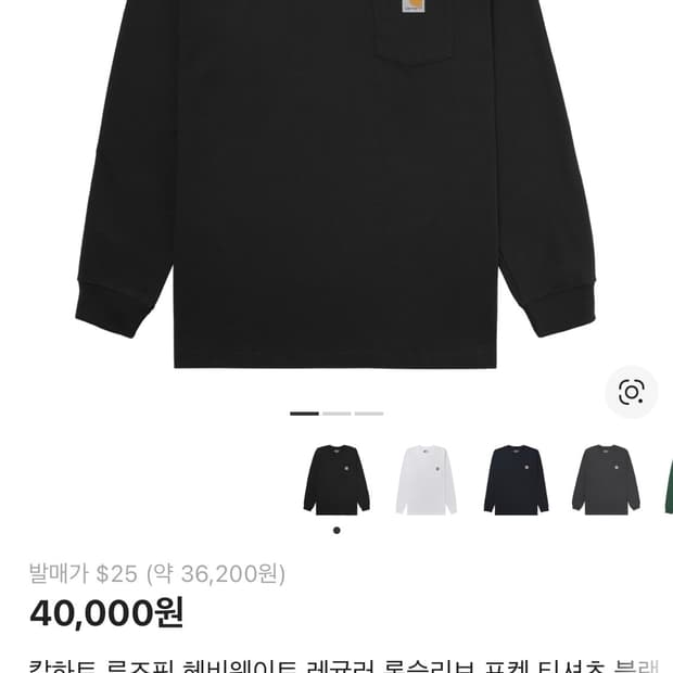 칼하트 루즈핏 헤비웨이트 레귤러 롱슬리브 포켓 L